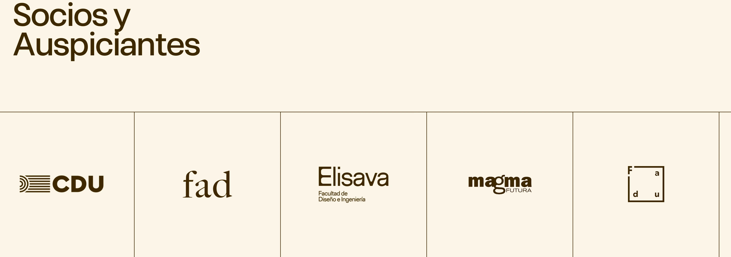 A structured, warm-toned partner grid using thin dividing lines and restrained typography to create an institutional, architectural calm.