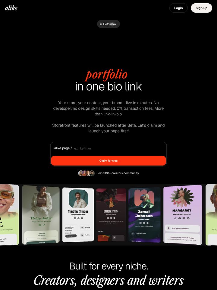 Alike homepage