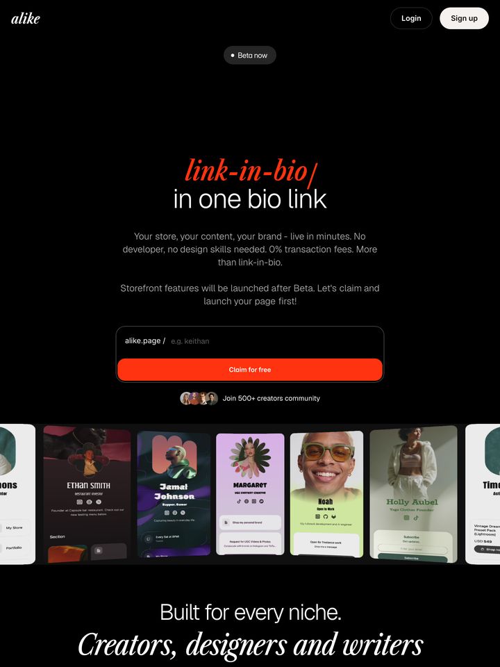 Alike homepage