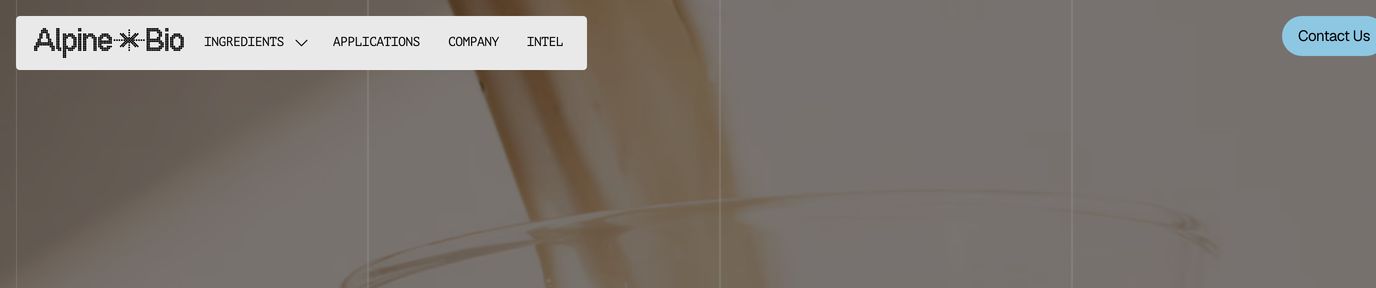 A floating white capsule navigation bar hovering cleanly over a warm, atmospheric photography background.