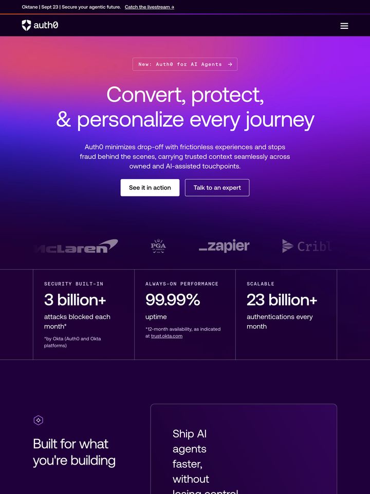 Auth0 homepage