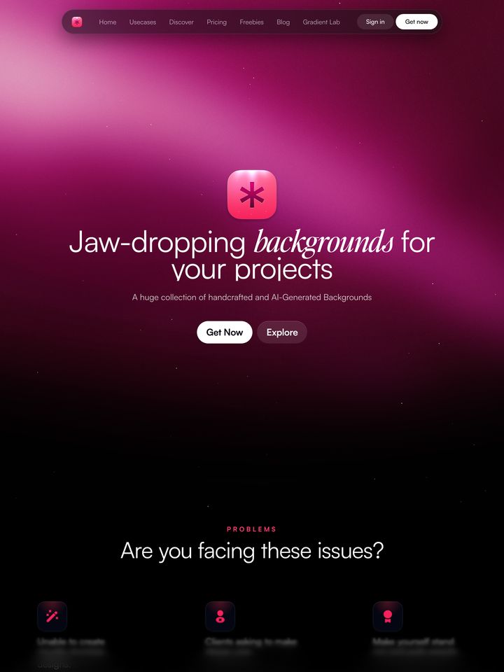 Backgrounds Supply homepage