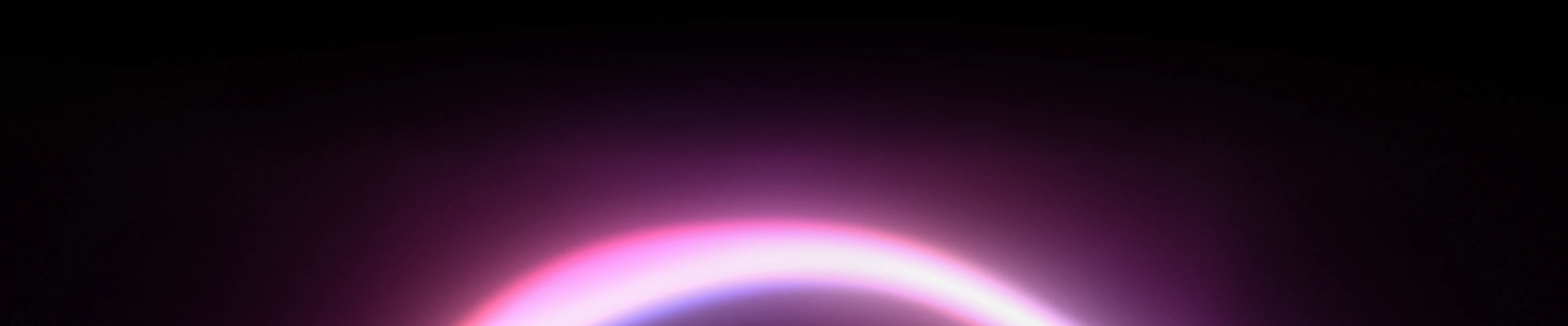 A deep black void illuminated solely by a glowing magenta-pink luminous arc cresting into the frame.