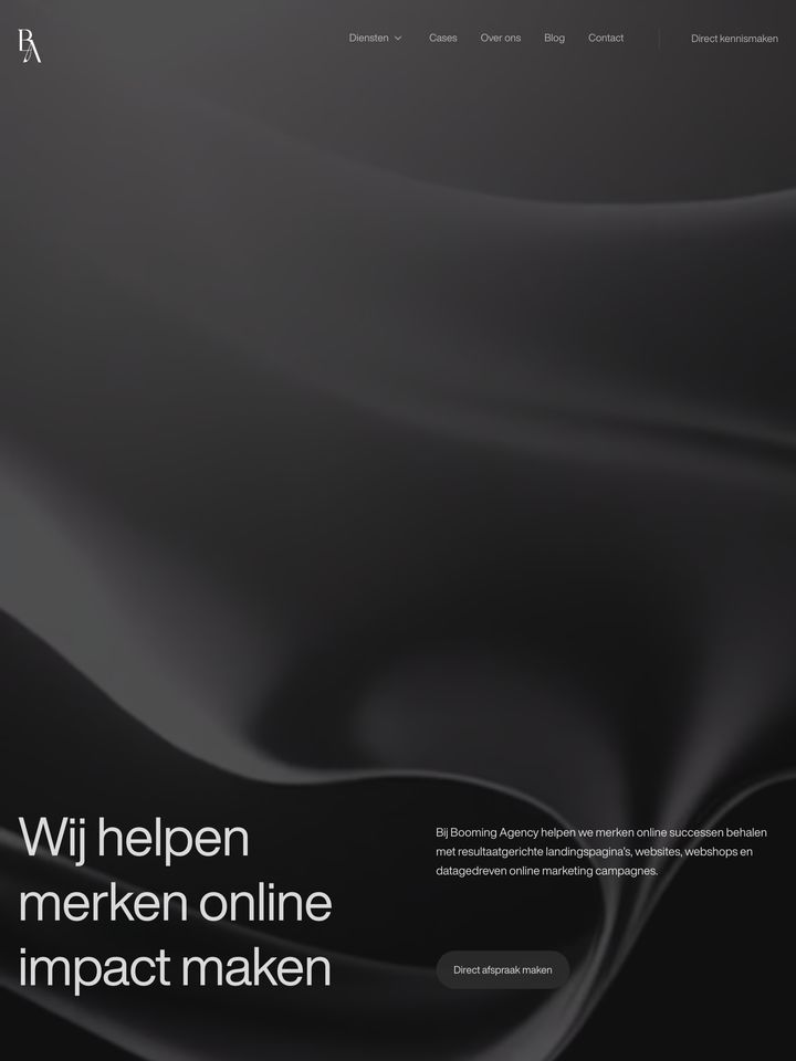 Booming Agency homepage
