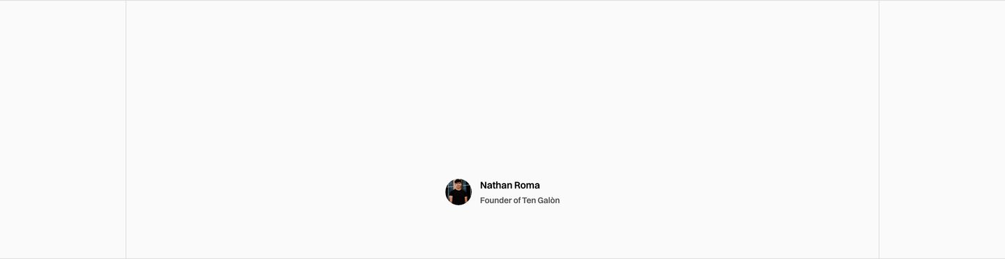 A solitary avatar and minimal attribution floating inside a massive sea of stark white space.