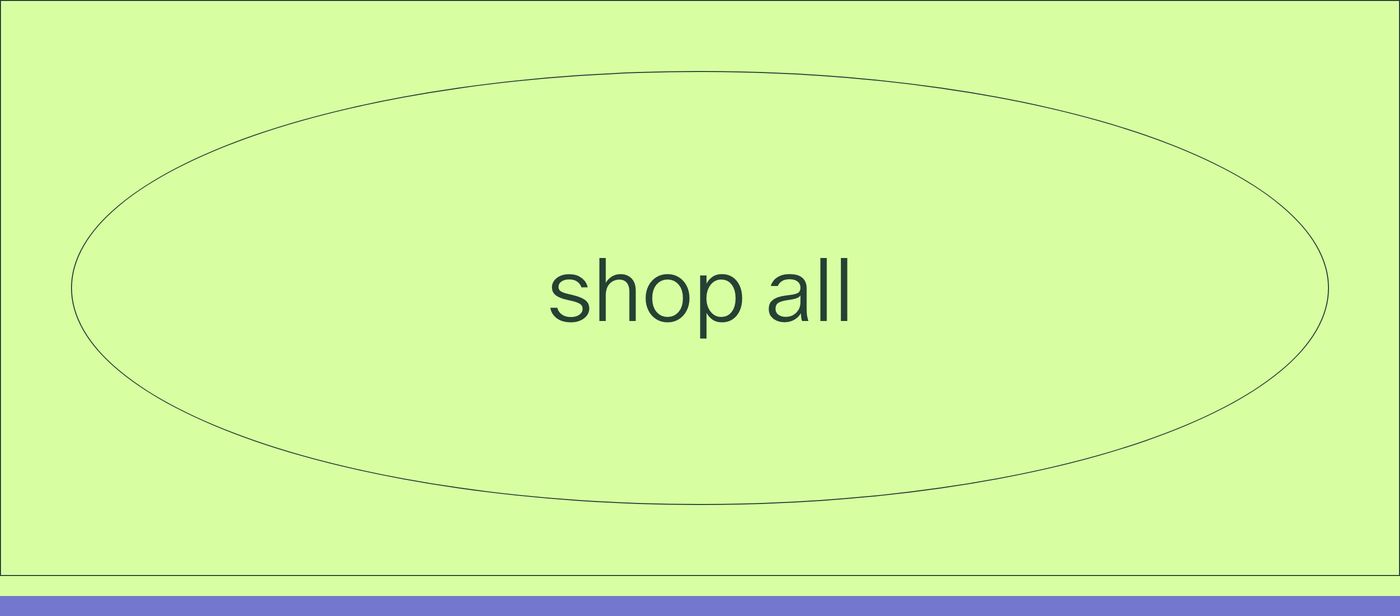 Hyper-minimal, vibrant chartreuse field containing a single expansive oval button inviting the user to shop.
