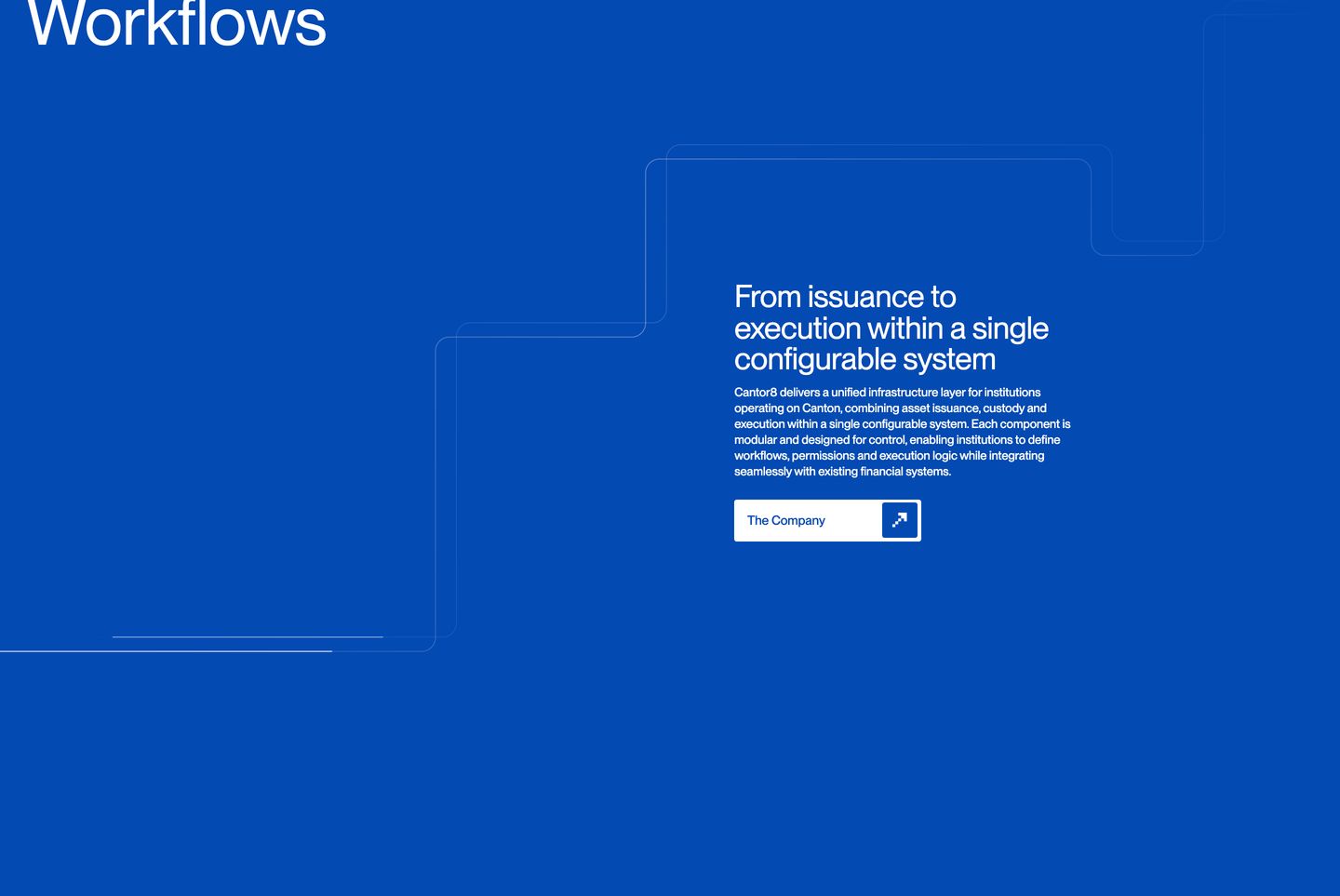 Vibrant cobalt blue field framing an offset technical statement with delicate linear circuit pathways and precise Swiss typography.