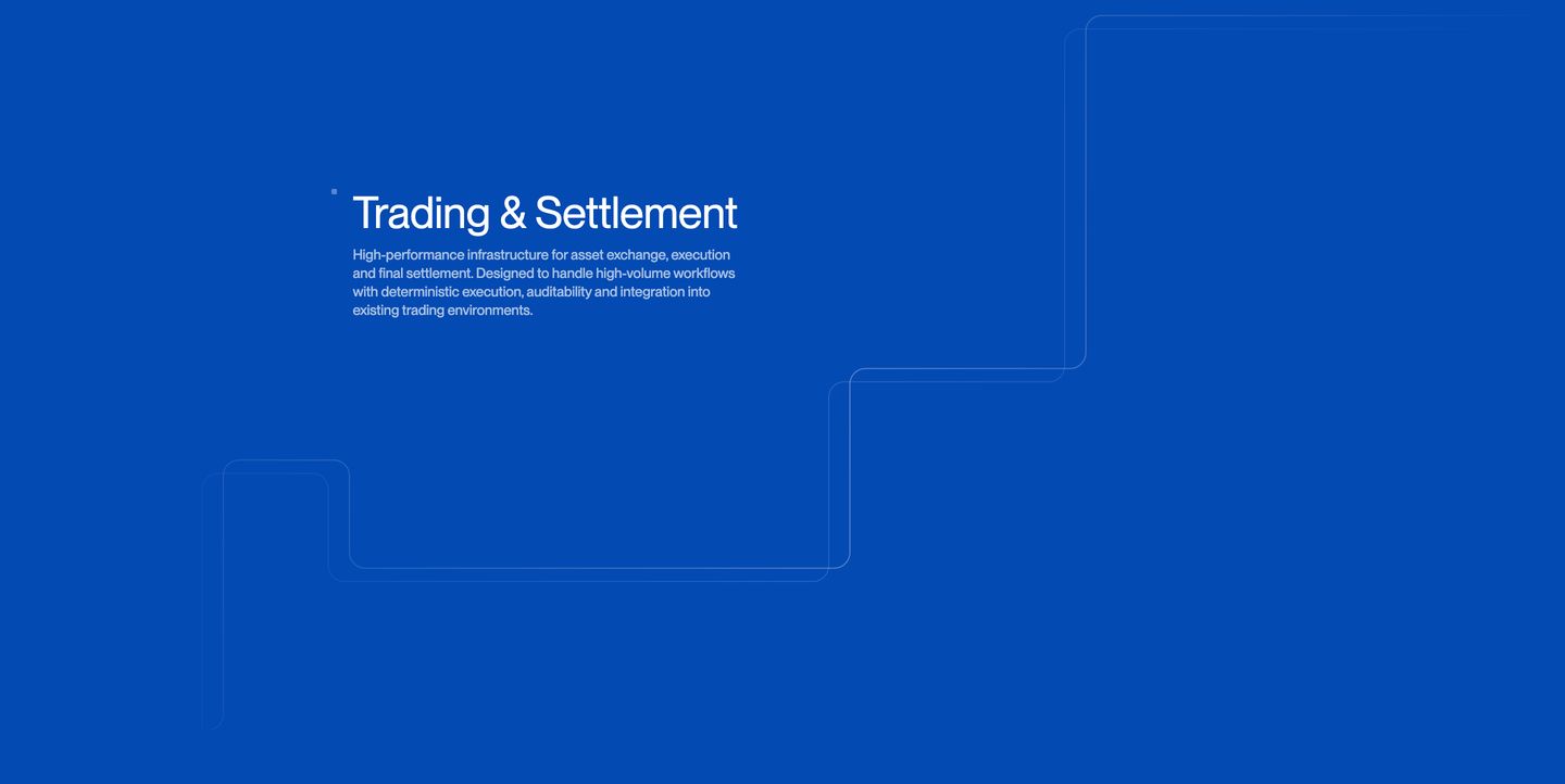 Vivid cobalt blue expanse with crisp grotesque typography and subtle stepped hairlines evoking technical precision.