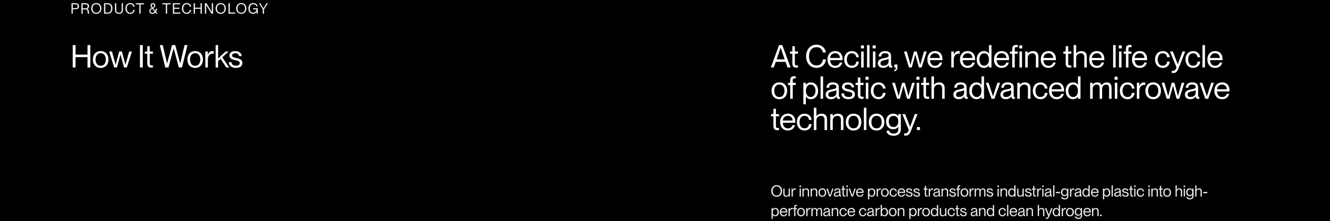 Minimalist dark split header framing a technical statement with quiet Swiss precision and expansive black space.