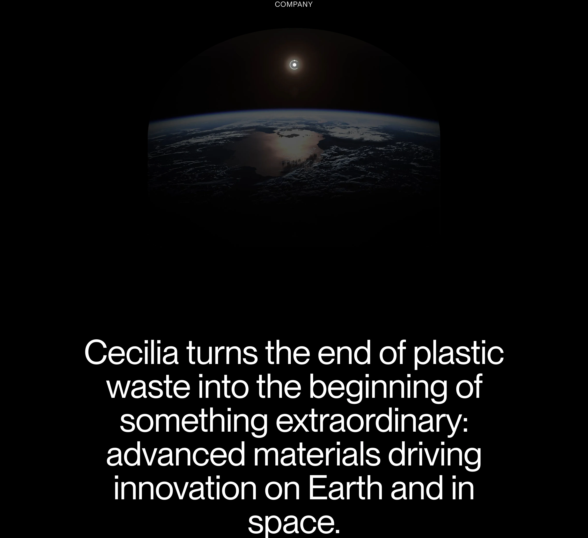 A cinematic mission statement featuring a glowing view of Earth from orbit framed within deep black space.