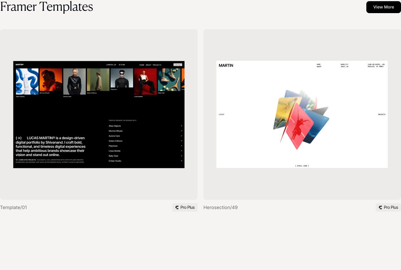 Airy gallery showcase displaying website templates on soft rounded cards under an elegant serif heading.
