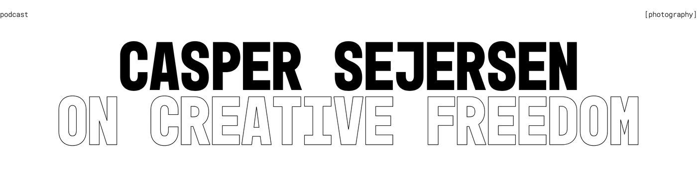 Stark typographic hero featuring massive condensed black lettering contrasting against hollow outlined text across a minimalist white canvas.