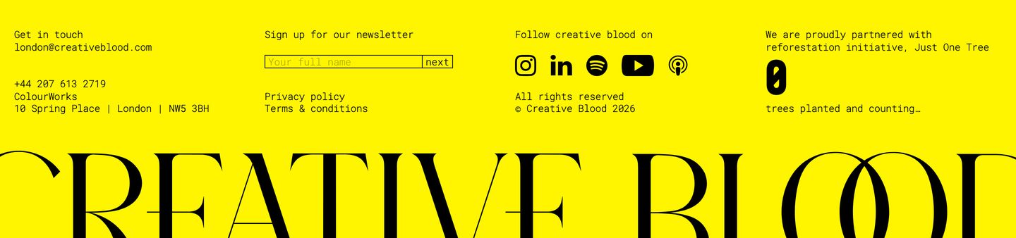 An electric yellow brutalist footer balancing structured monospace utility columns against an oversized high-contrast serif wordmark.