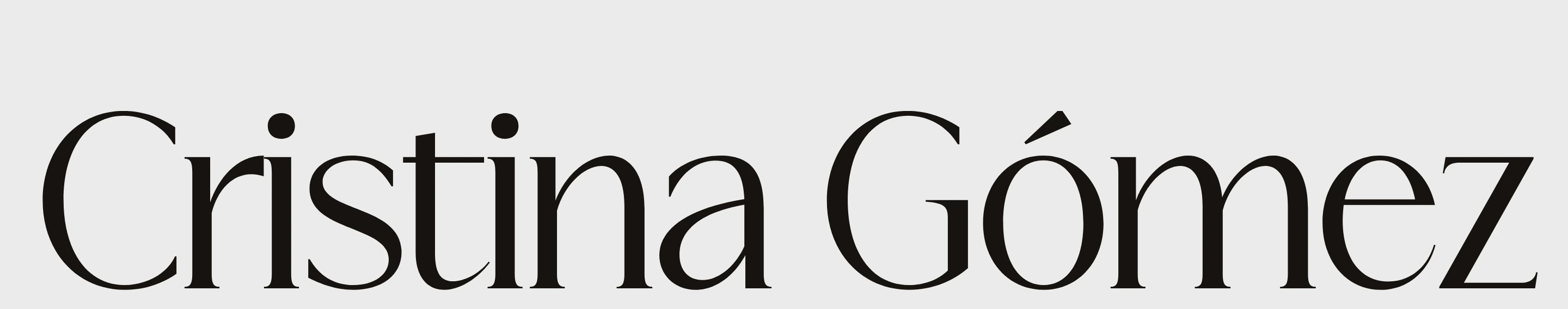 An ultra-minimal statement hero featuring an oversized high-contrast serif nameplate set against a pale gallery-like canvas.