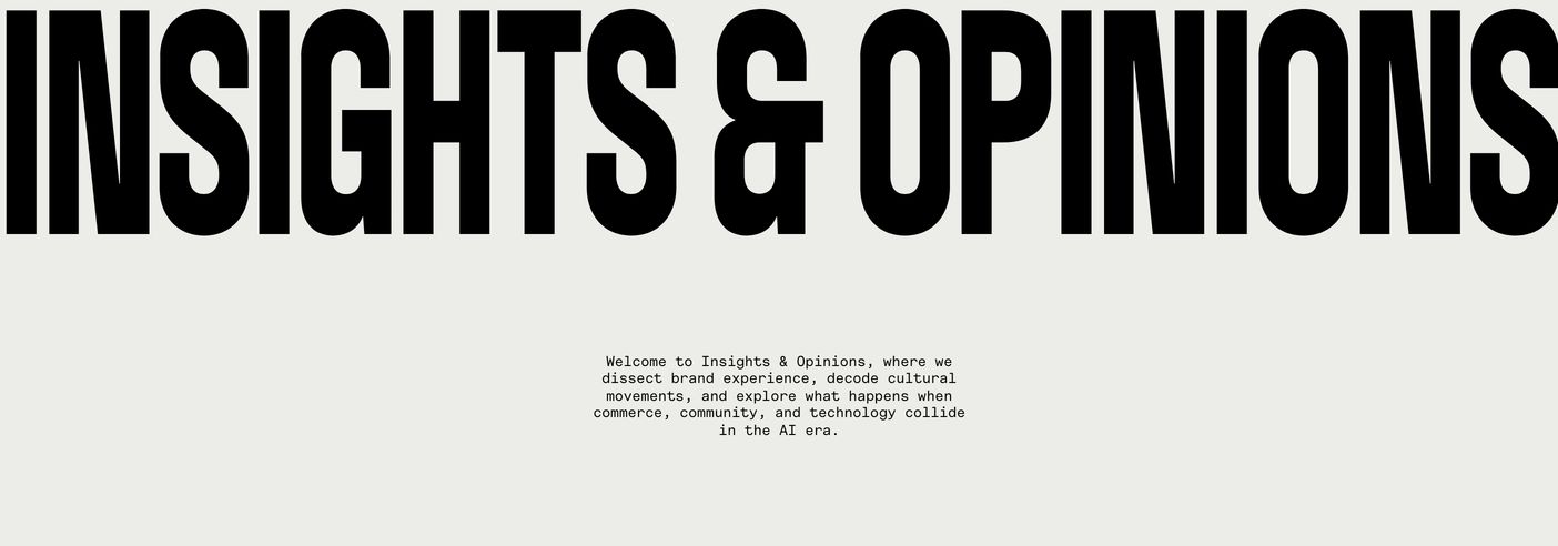 Monolithic condensed uppercase typography bleeds across the top edge, grounded by tiny centered monospace copy in generous negative space.