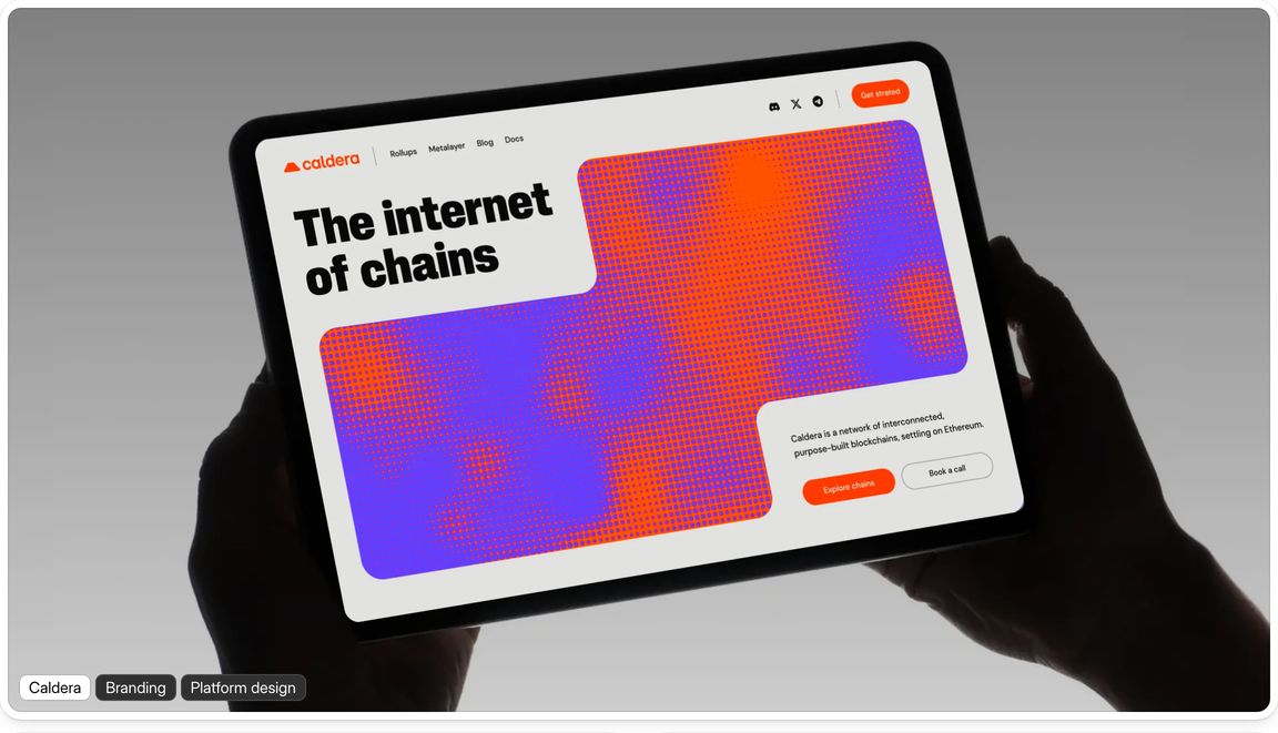 A sleek studio mockup framing a tablet display with a punchy halftone gradient and bold branding.