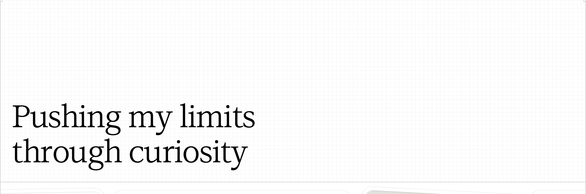 Quiet, airy editorial heading set in an elegant serif against a subtle drafting grid background.