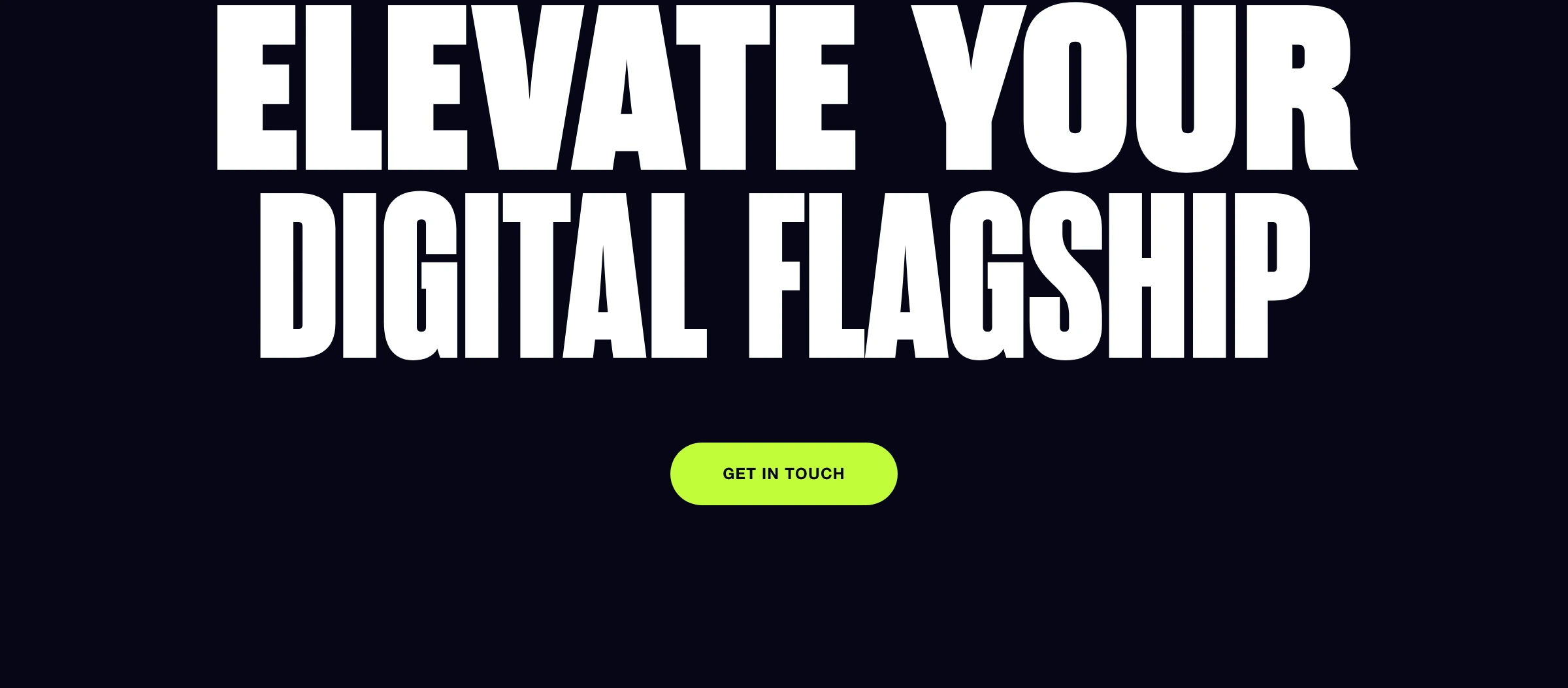 Stark, high-impact dark CTA dominated by oversized condensed woodblock typography and a neon pill button.