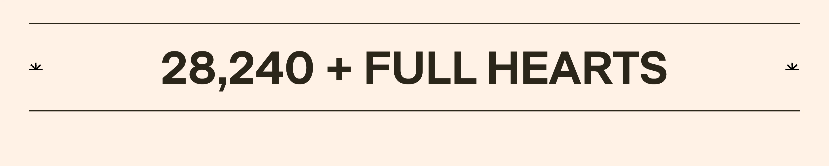 A warm, restrained statistical statement framed by delicate rules and subtle decorative glyphs.