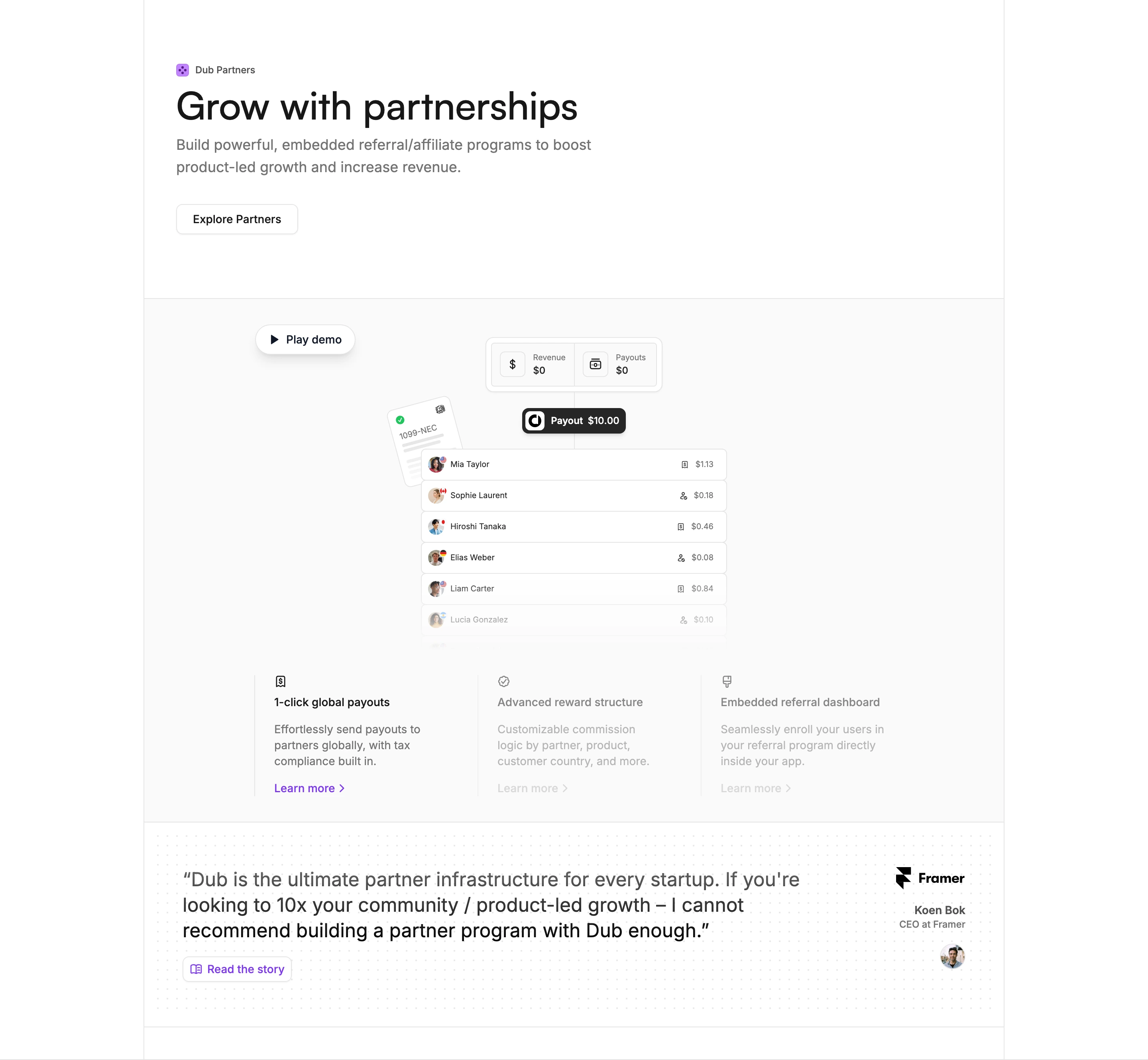Crisp, airy SaaS feature showcase with clean product UI mockups, subtle borders, and an authoritative framed testimonial card.