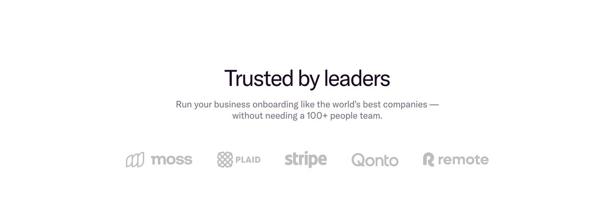Spacious, minimal social proof section with centered typography above a row of muted monochrome fintech logos.