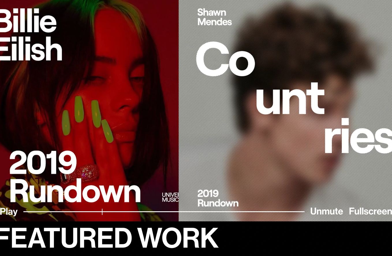 High-contrast split-screen video hero radiating raw pop energy with fragmented, oversized typography overlaid across contrasting visual halves.