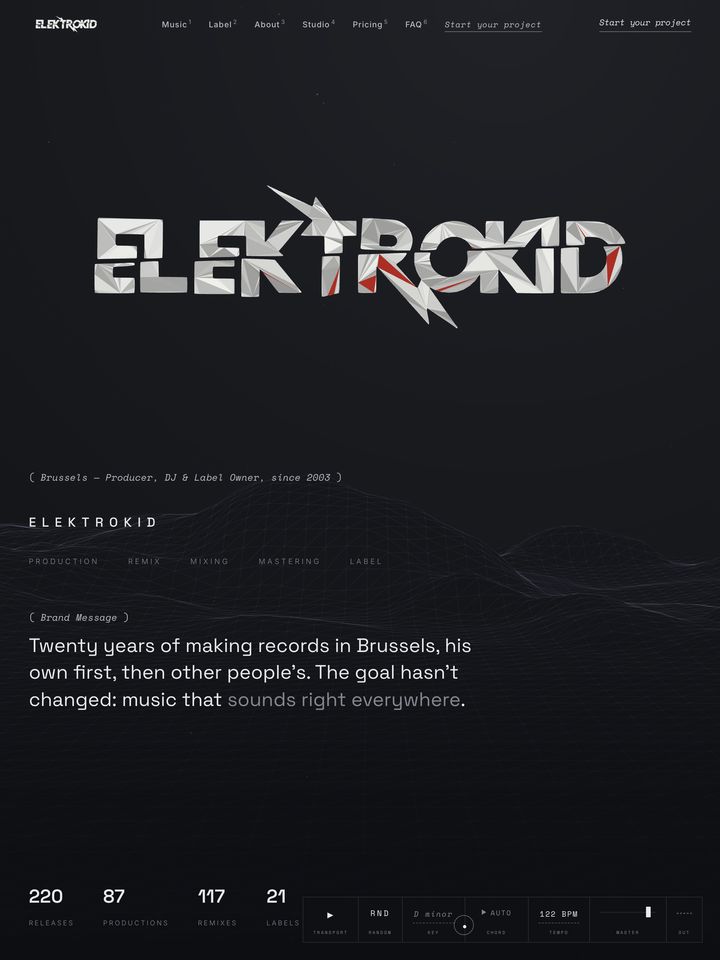 Studio Elektrokid homepage