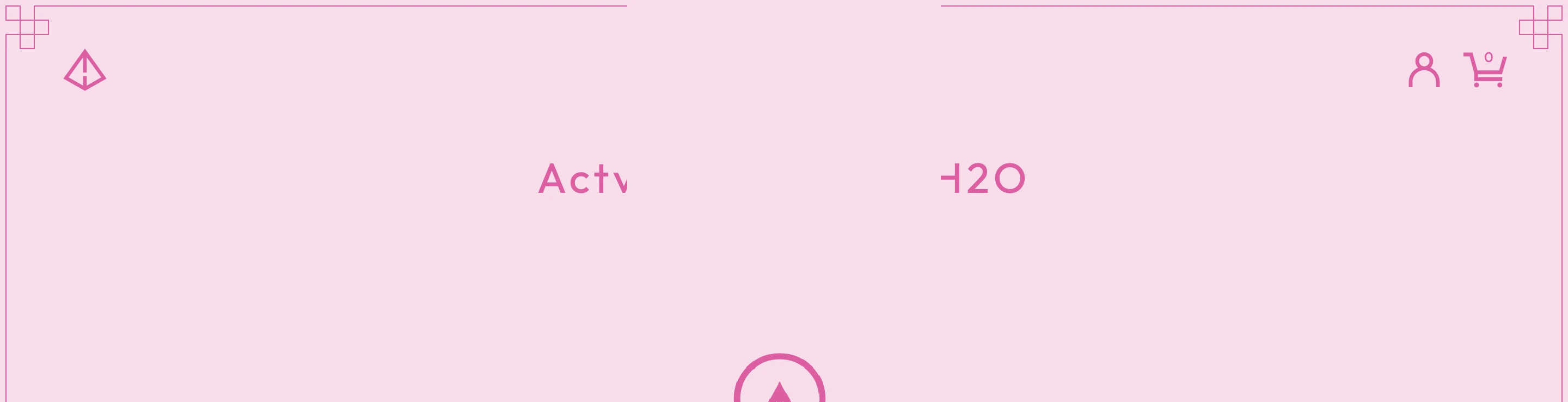 A soft pastel pink header with minimal line-art iconography and spaced geometric typography evokes a playful Y2K aesthetic.