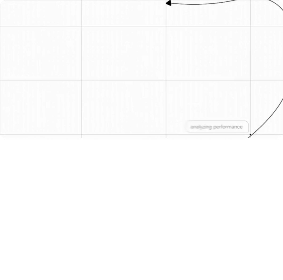 An ultra-minimal, airy wireframe canvas with delicate grid lines and tiny contextual status pills.