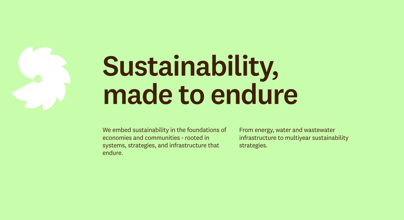 Fresh, grounded statement section in bright lime green and earthy brown typography with an abstract white icon.