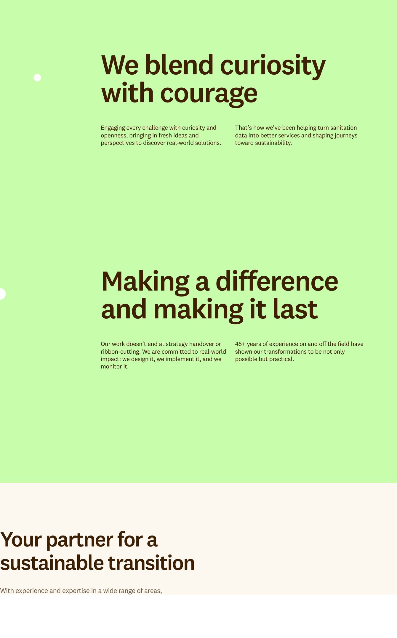 Airy editorial statements rendered in warm earthy typography across an energetic pale lime backdrop.
