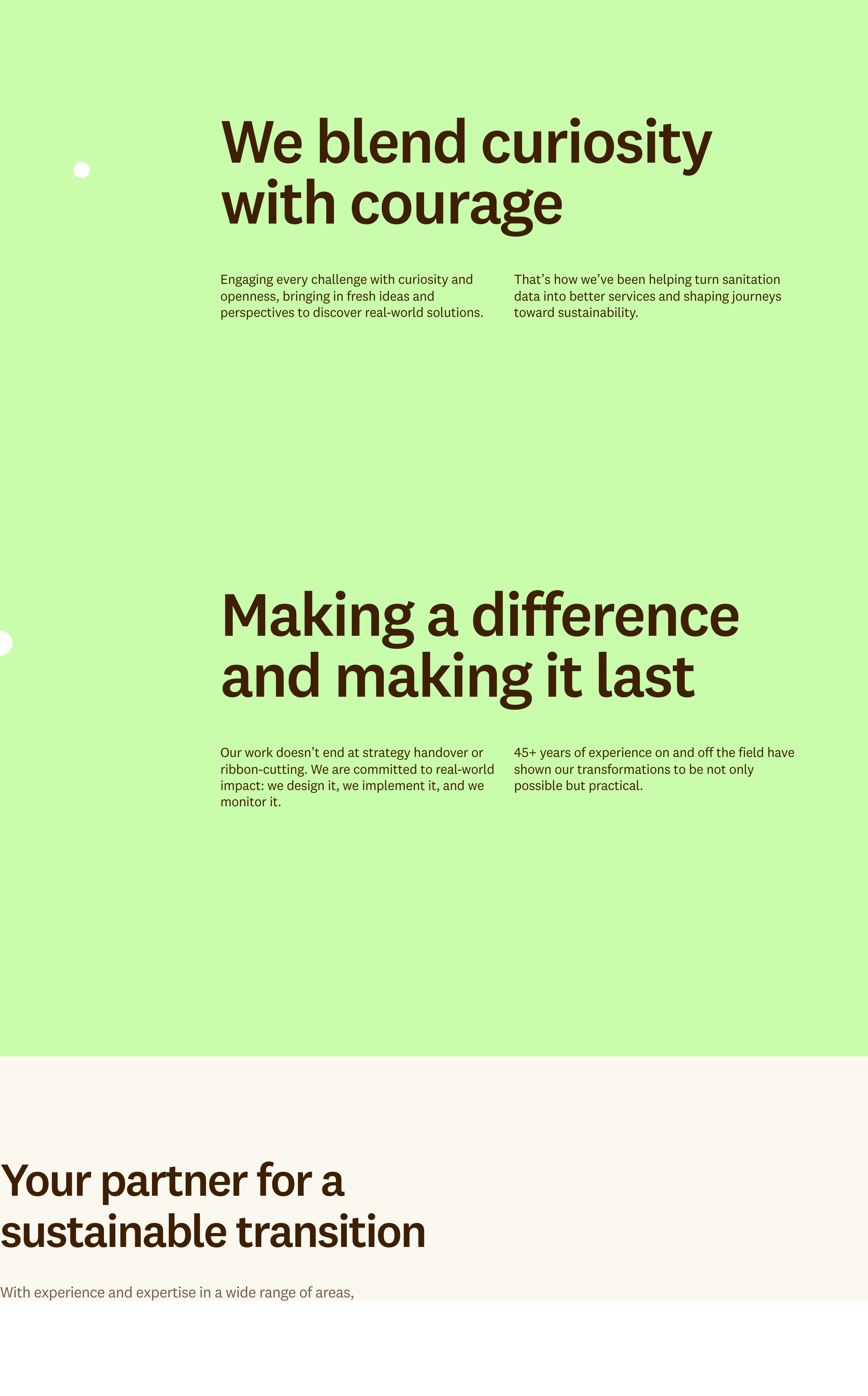 Airy editorial statements rendered in warm earthy typography across an energetic pale lime backdrop.