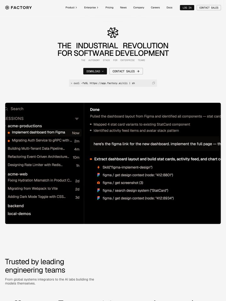 Factory homepage