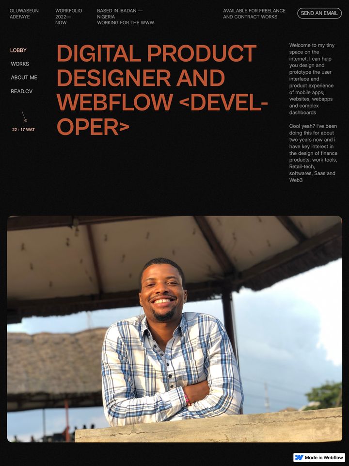 Faye Workfolio homepage