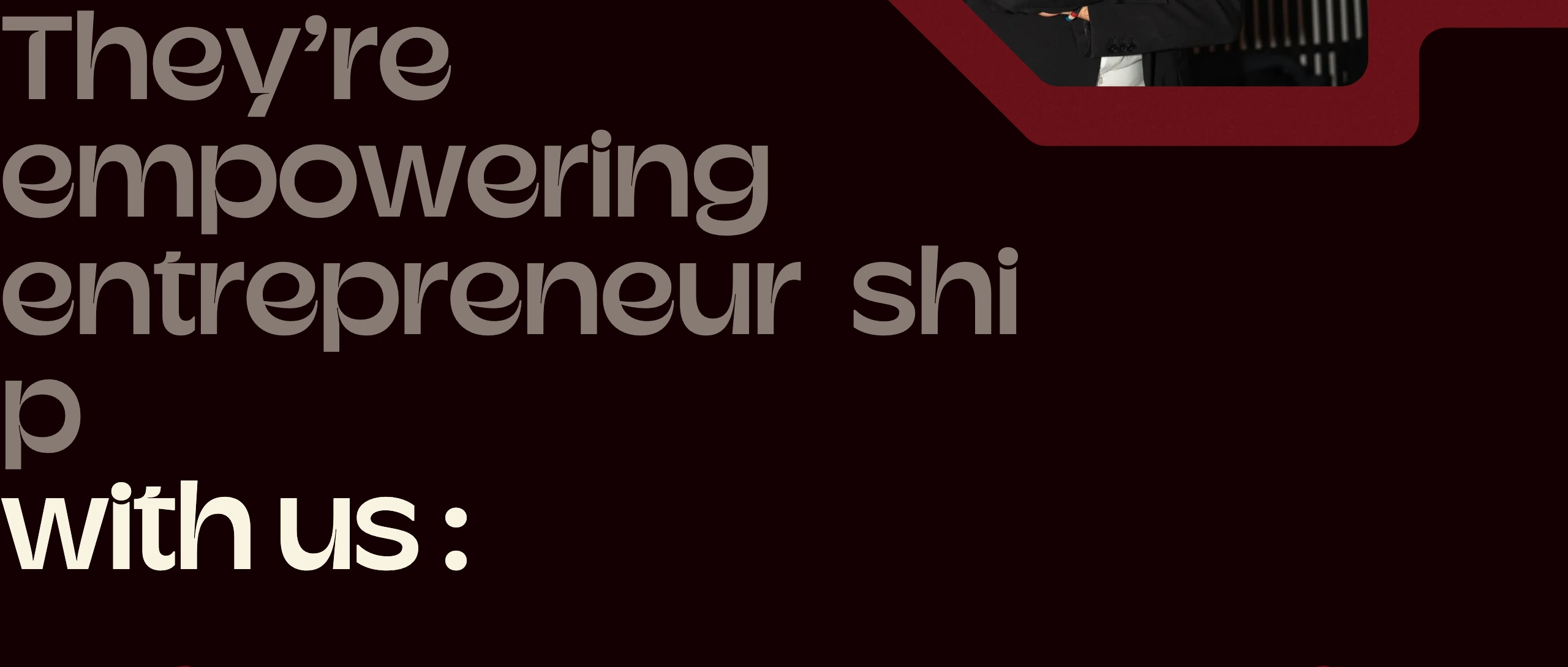 Moody, deep burgundy intro section featuring bold display typography with high-contrast text breaking across tight lines.