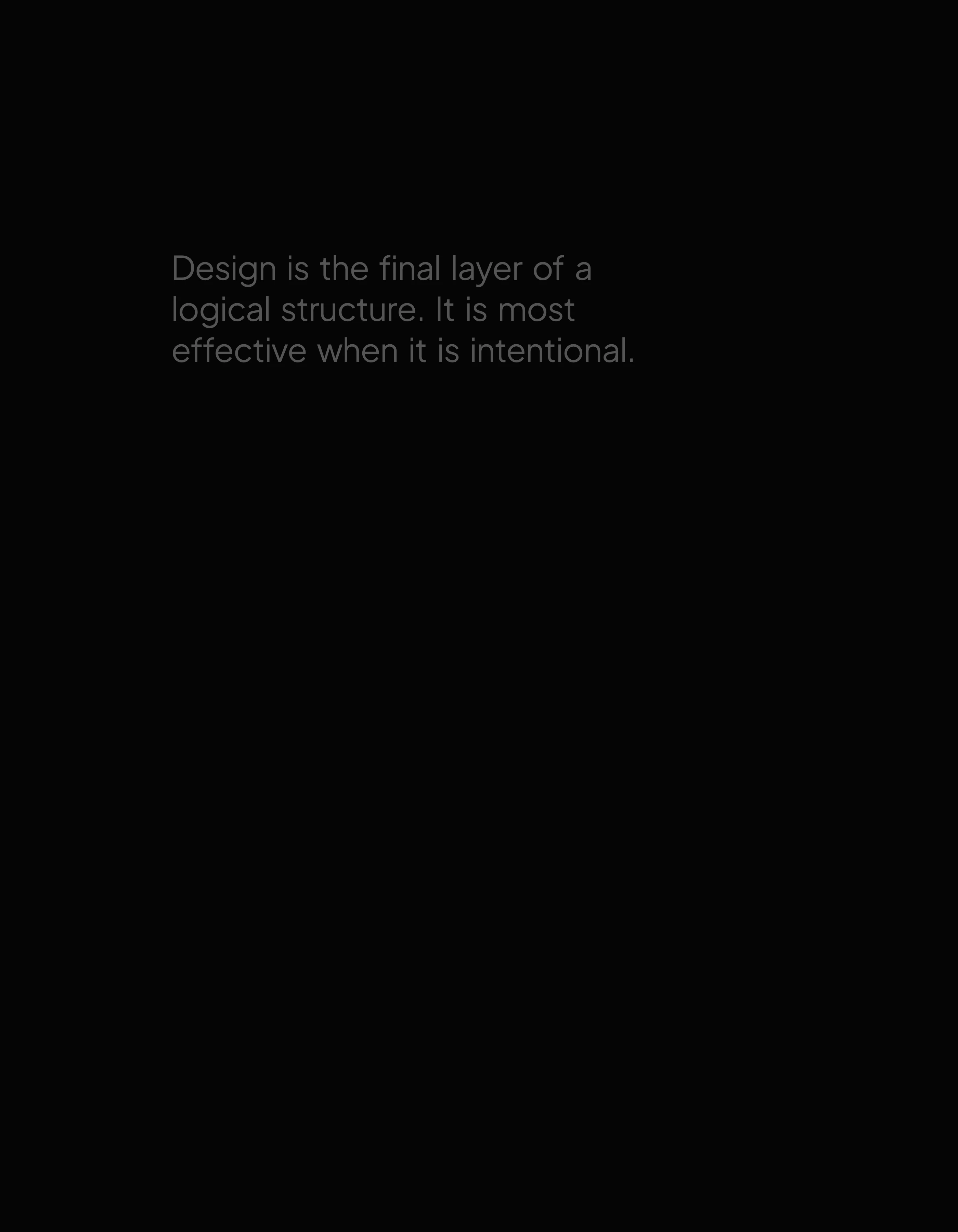 Vast pitch-black void interrupted only by a quiet, understated typographic statement anchored in the upper-left corner.