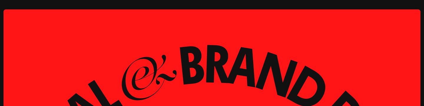 A bold, high-contrast curved typographic headline in stark black over a saturated fiery red field.