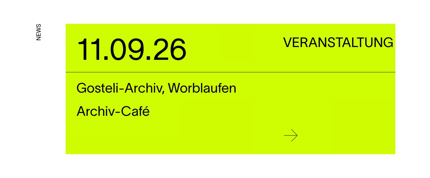 An electric chartreuse event card with sharp modernist typography and disciplined Swiss-style horizontal divisions.