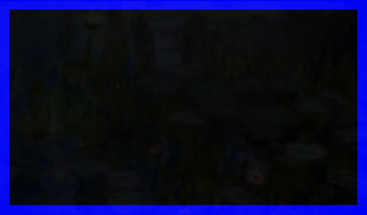 A deeply atmospheric, shadowed full-frame video framed by a vivid electric cobalt border.