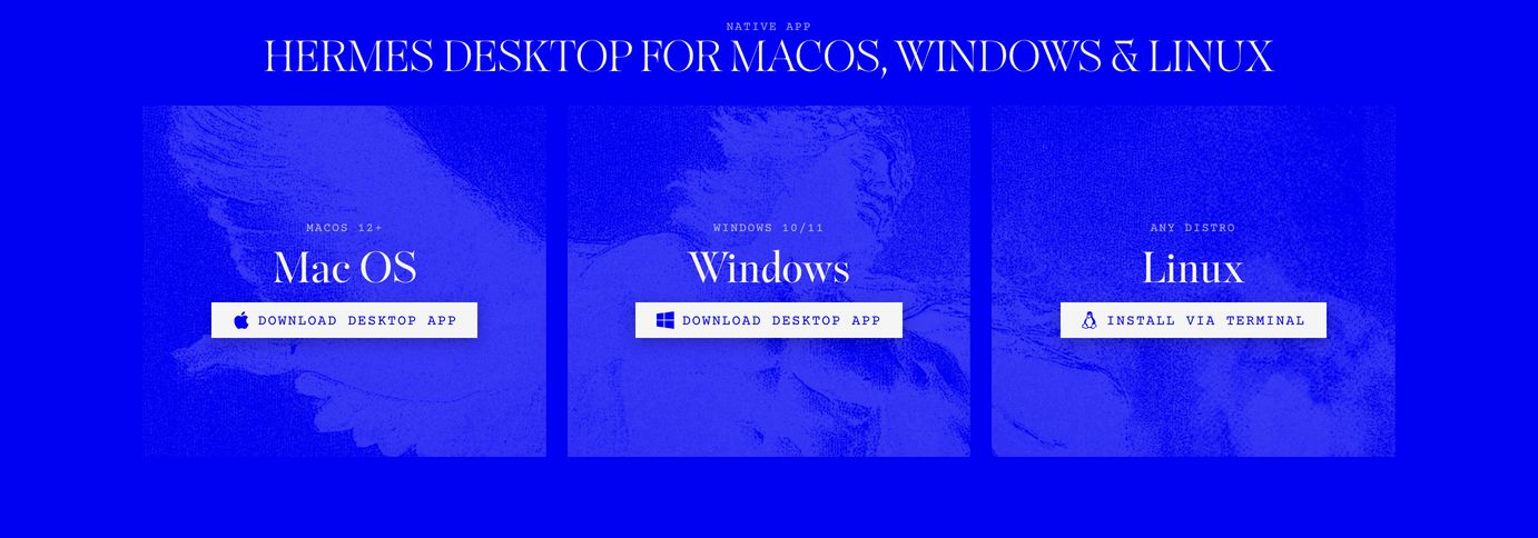Vibrant ultramarine download section featuring classical etched illustrations and crisp platform action cards.
