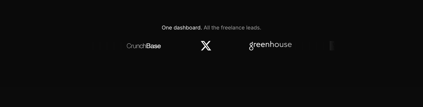 A stark, minimalist dark logo strip presenting source integrations under a single concise line of copy.
