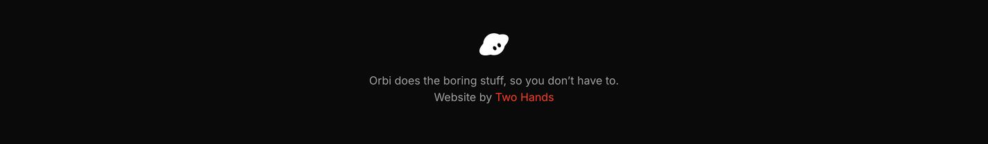 A whisper-quiet, minimal dark footer featuring a tiny whimsical mascot icon above centered, understated sign-off text.