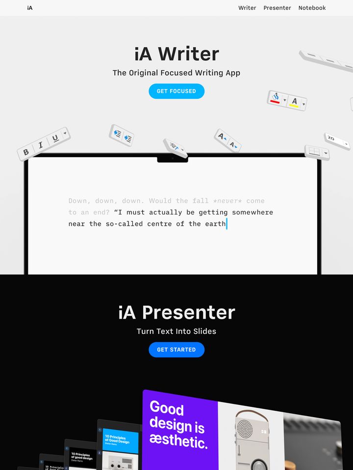 iA homepage