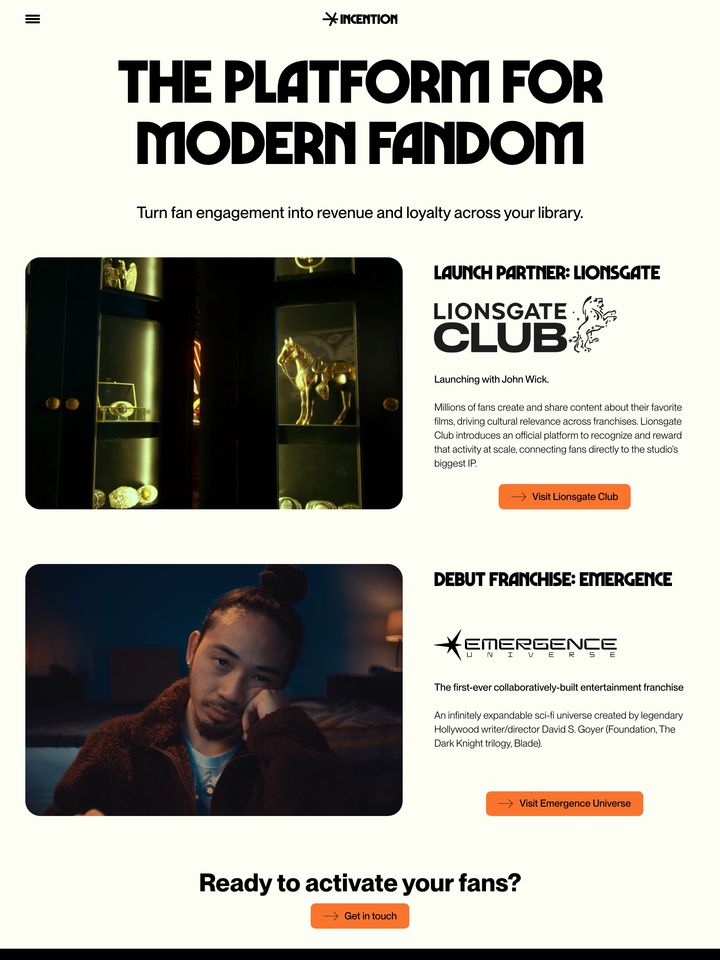 Incention homepage