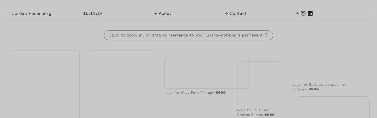 Monochromatic, clinical workspace with monospace type, live timestamp, and an interactive draggable canvas prompt.