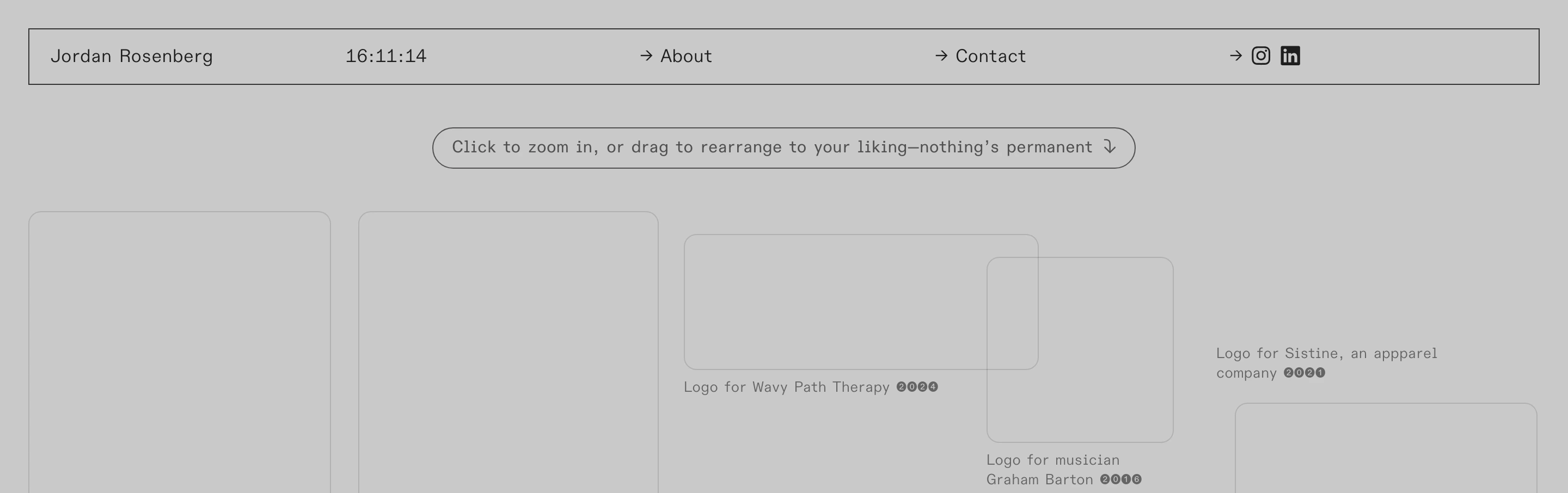 Monochromatic, clinical workspace with monospace type, live timestamp, and an interactive draggable canvas prompt.