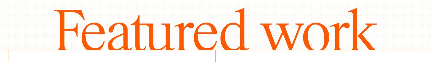 Vibrant oversized serif typography introduces the portfolio with bold editorial confidence against a subtle dot-gridded canvas.
