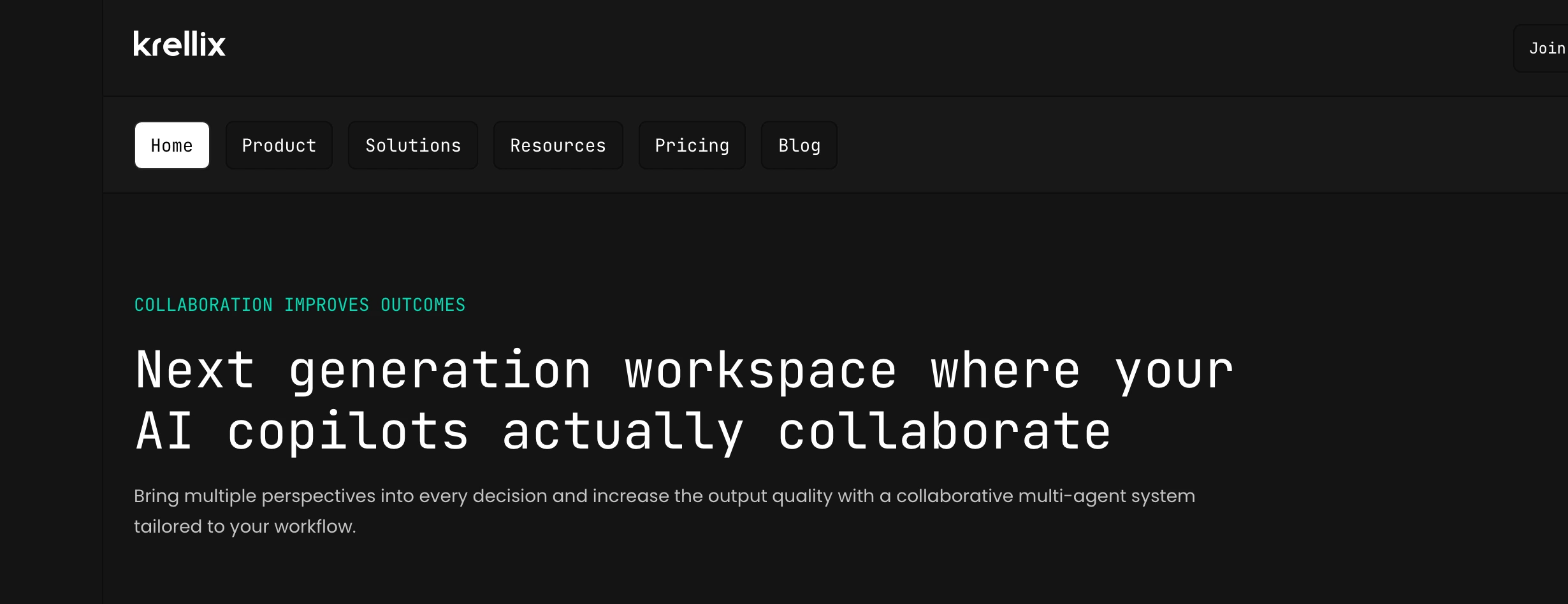 Engineered dark-mode developer hero combining segmented pill navigation with clean monospaced typography and a sharp teal accent.