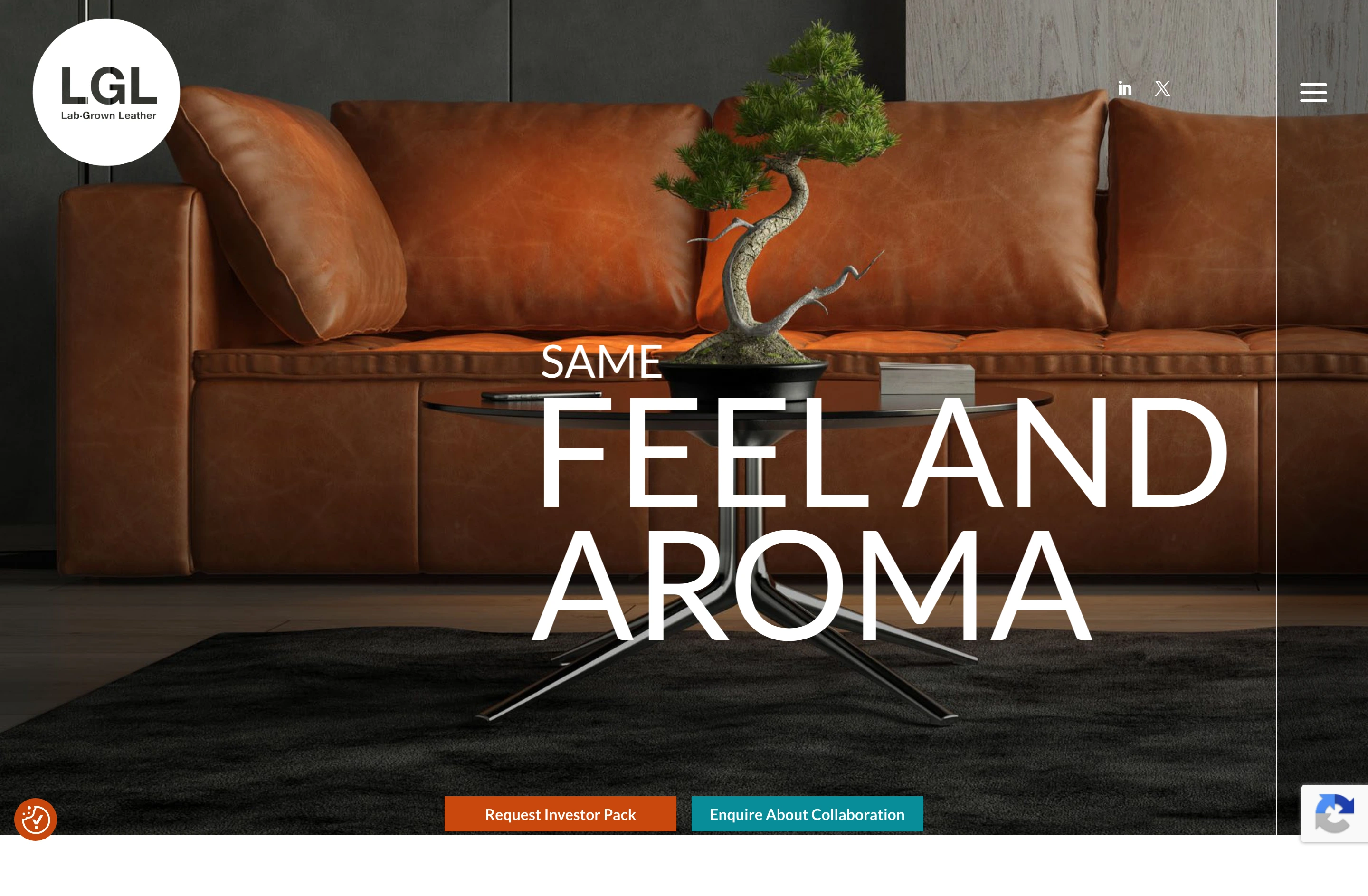Tactile luxury radiates from a warm leather interior scene anchored by imposing uppercase typography.