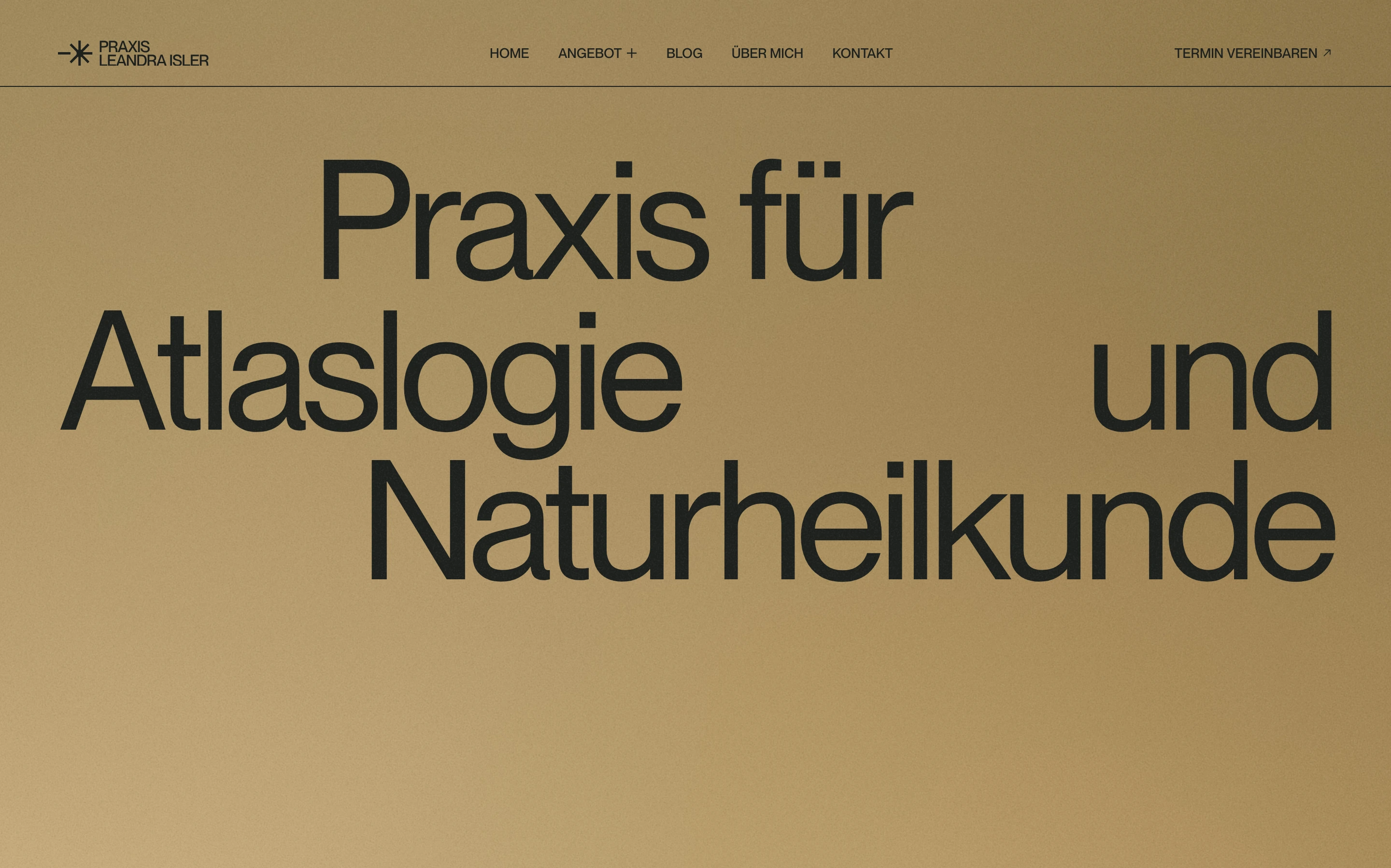 Quiet, earthy typographic hero defined by staggered Swiss grotesque letterforms across expansive warm golden space.